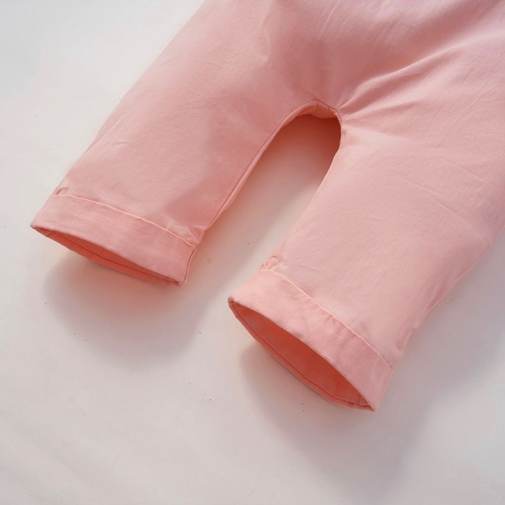 NWT - Size 9-12 month, girls solid lapel collar pocket jumpsuit, one piece, pink - Picture 5 of 6